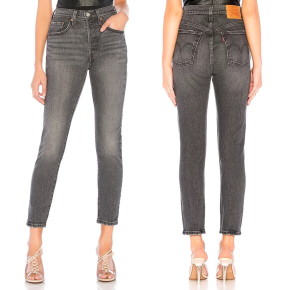 Levi’s 501 Jeans in Coal Black Size 26 High Rise Premium Denim Mom Jean Tapered - Picture 3 of 16